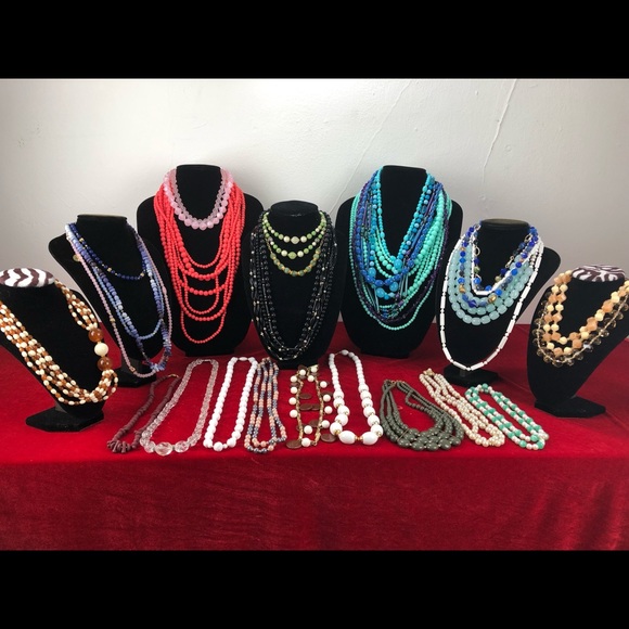 Vintage Jewelry - Lot Of Lucite Necklaces Beaded